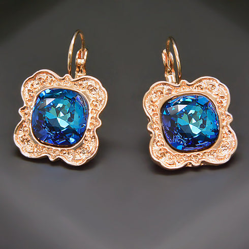 Auskari "Nostalģija (Bermuda Blue)" ar Swarovski™ kristāliem